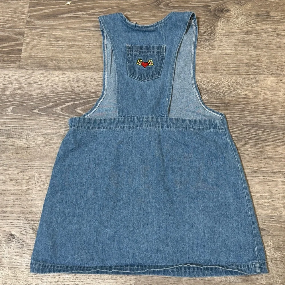 Vintage Sonoma Floral embroidered Blue Denim Kids girls Casual Dress pockets 6x - Picture 3 of 8
